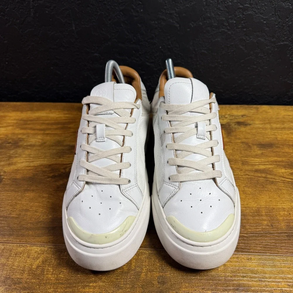 Tory Burch Ladybug Court White Leather Textile Platform Sneakers Womens 8.5M